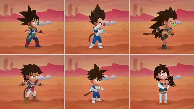 Saiyan Warriors Low-poly 3D model