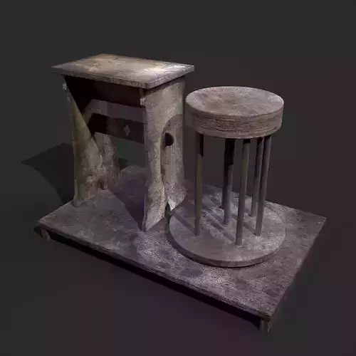 Medieval Pottery Wheel Design One Low-poly 3D model