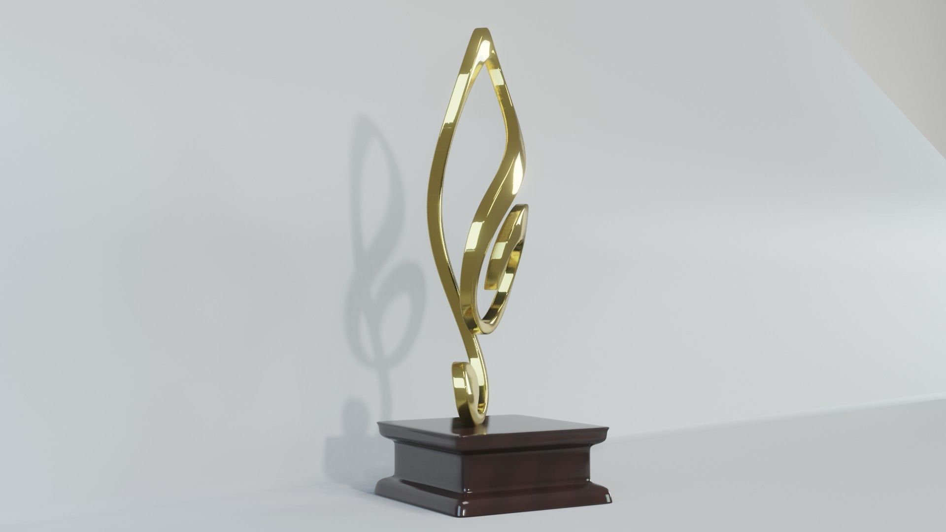 Art Decoration - Treble Clef - Musical Prize Low-poly 3D model_4