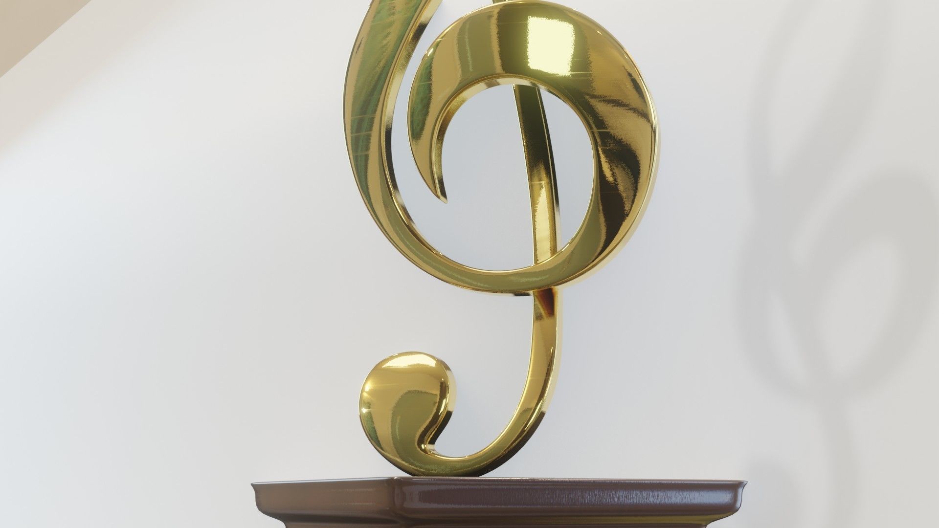 Art Decoration - Treble Clef - Musical Prize Low-poly 3D model_7