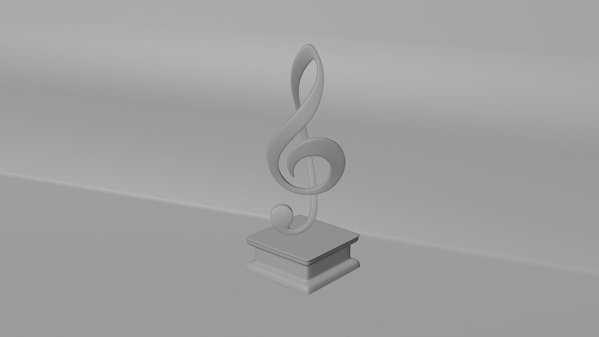 Art Decoration - Treble Clef - Musical Prize Low-poly 3D model_9