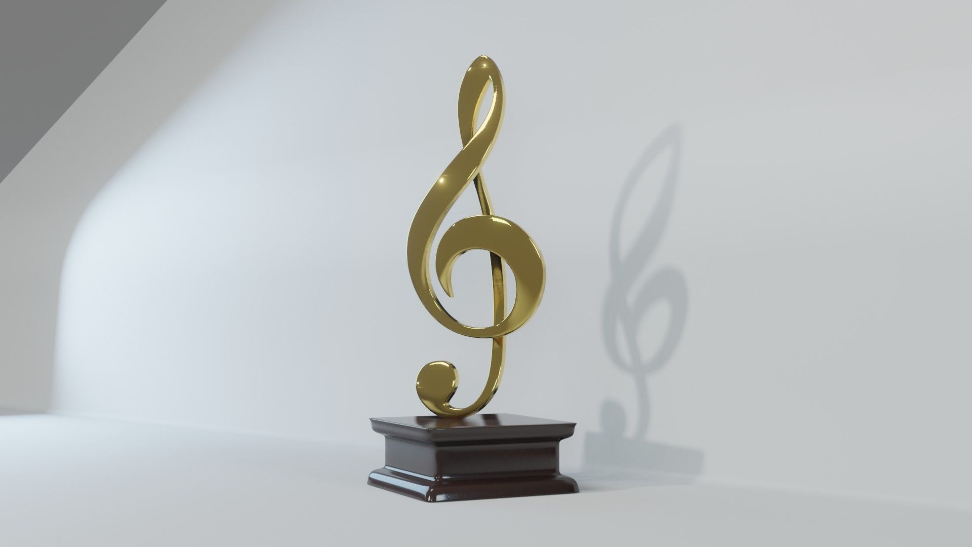 Art Decoration - Treble Clef - Musical Prize Low-poly 3D model_2