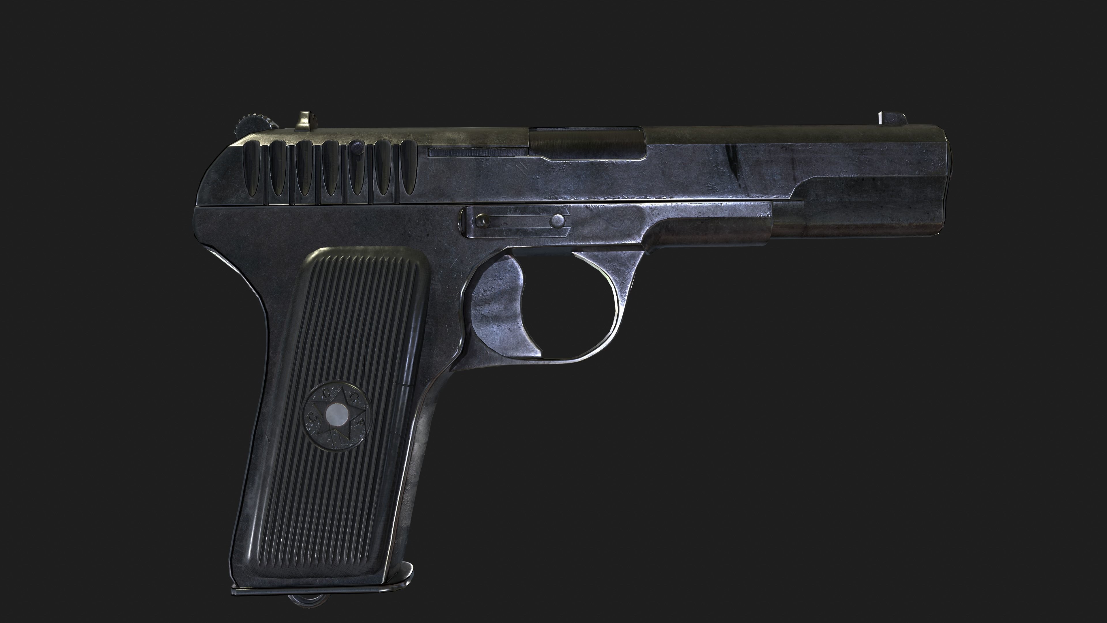 TT Pistol Low-poly 3D model_2