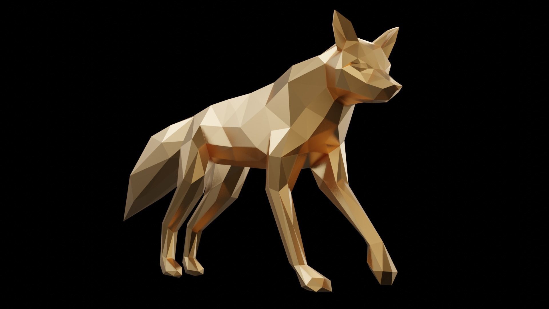 Low Poly Fox 3D model polygonal 3D model_5