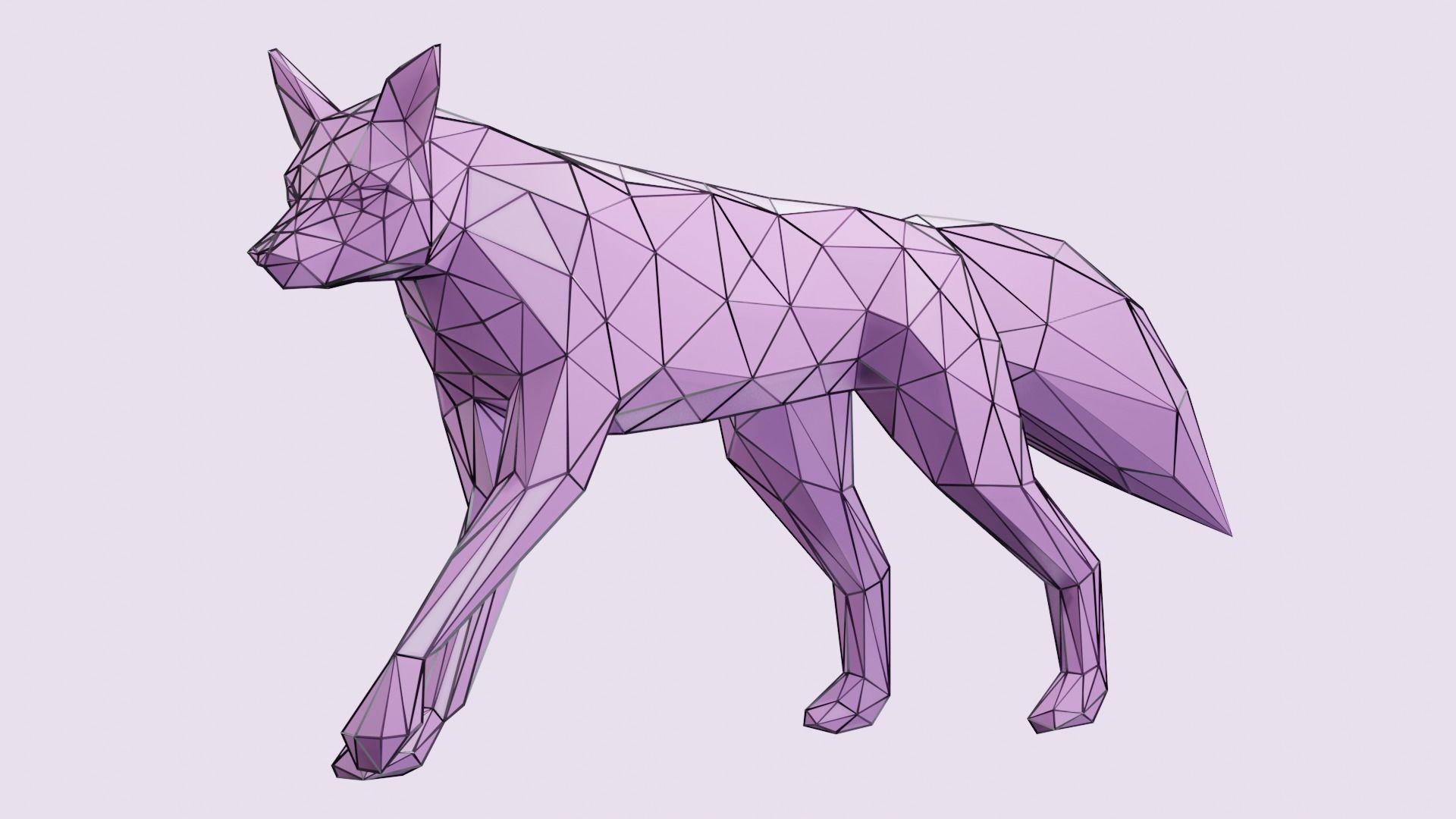 Low Poly Fox 3D model polygonal 3D model_7