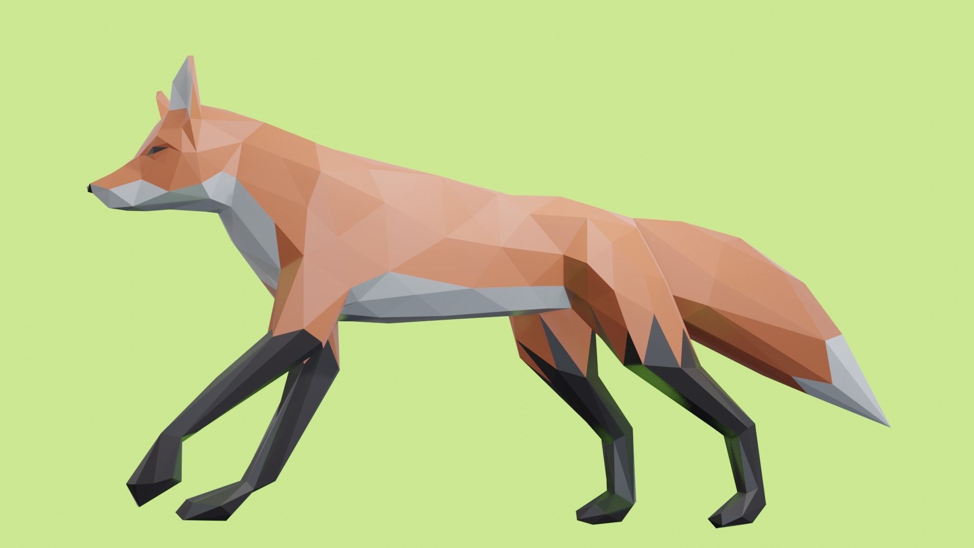 Low Poly Fox 3D model polygonal 3D model_1