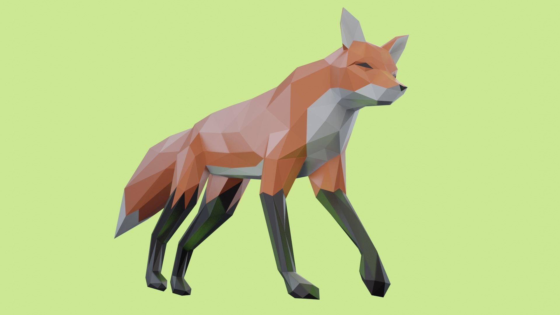 Low Poly Fox 3D model polygonal 3D model_2