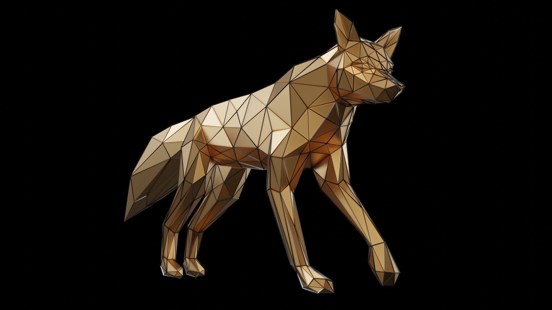Low Poly Fox 3D model polygonal 3D model_6