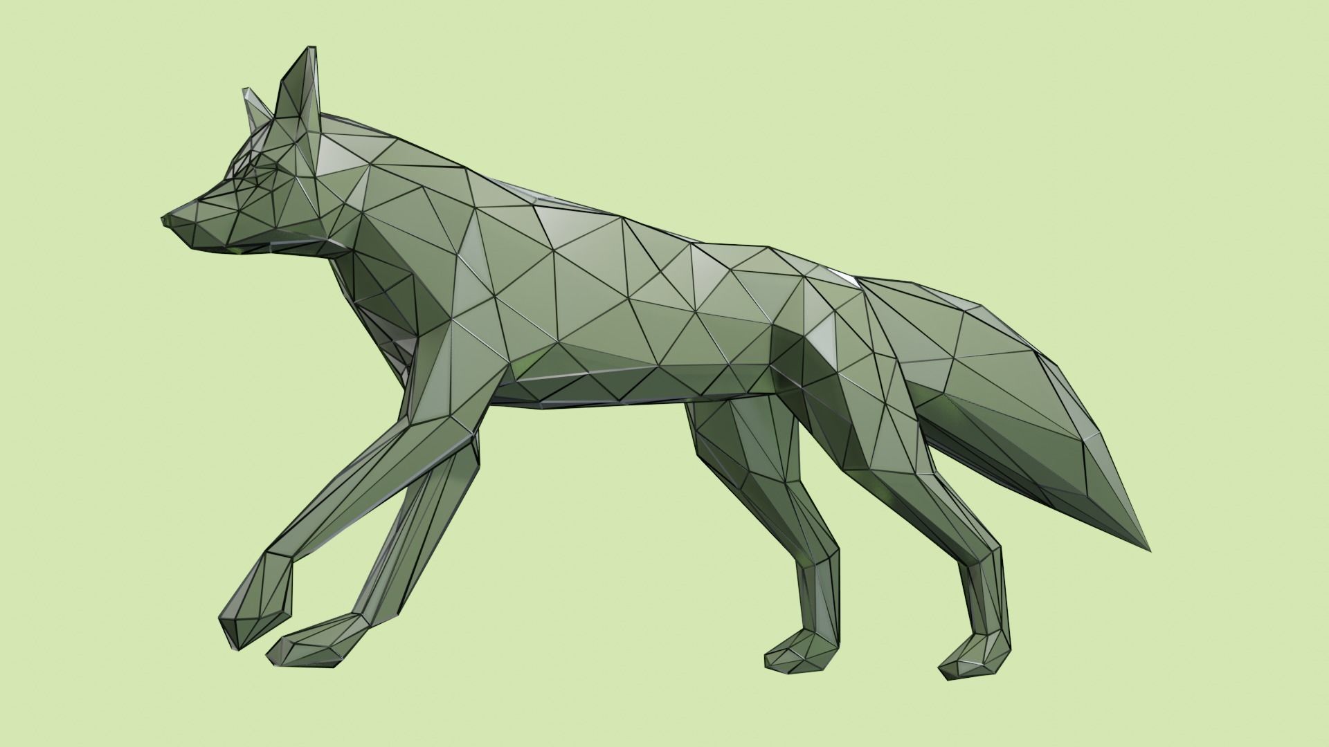 Low Poly Fox 3D model polygonal 3D model_10