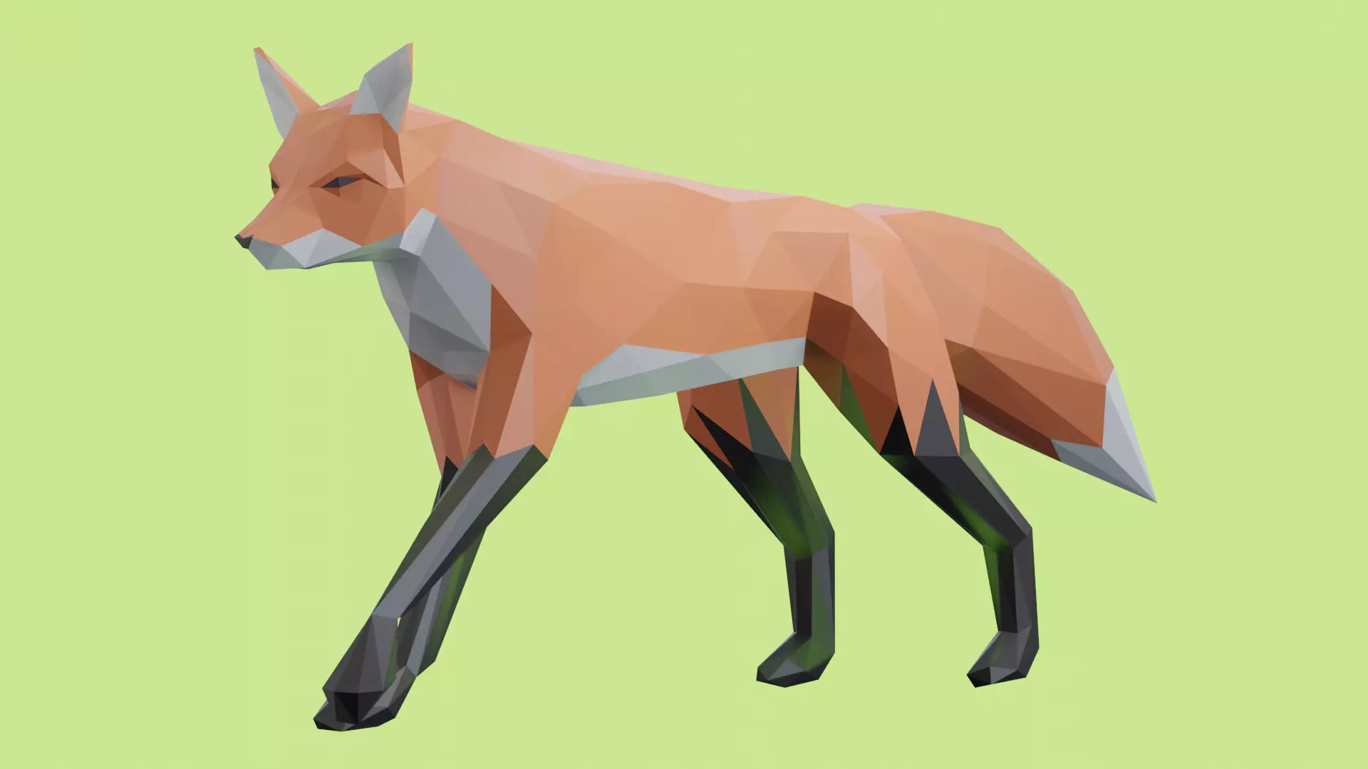 Low Poly Fox 3D model polygonal 3D model_0