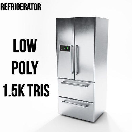 Refrigerator Low Poly silver Low-poly 3D model