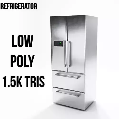 Refrigerator Low Poly silver Low-poly 3D model