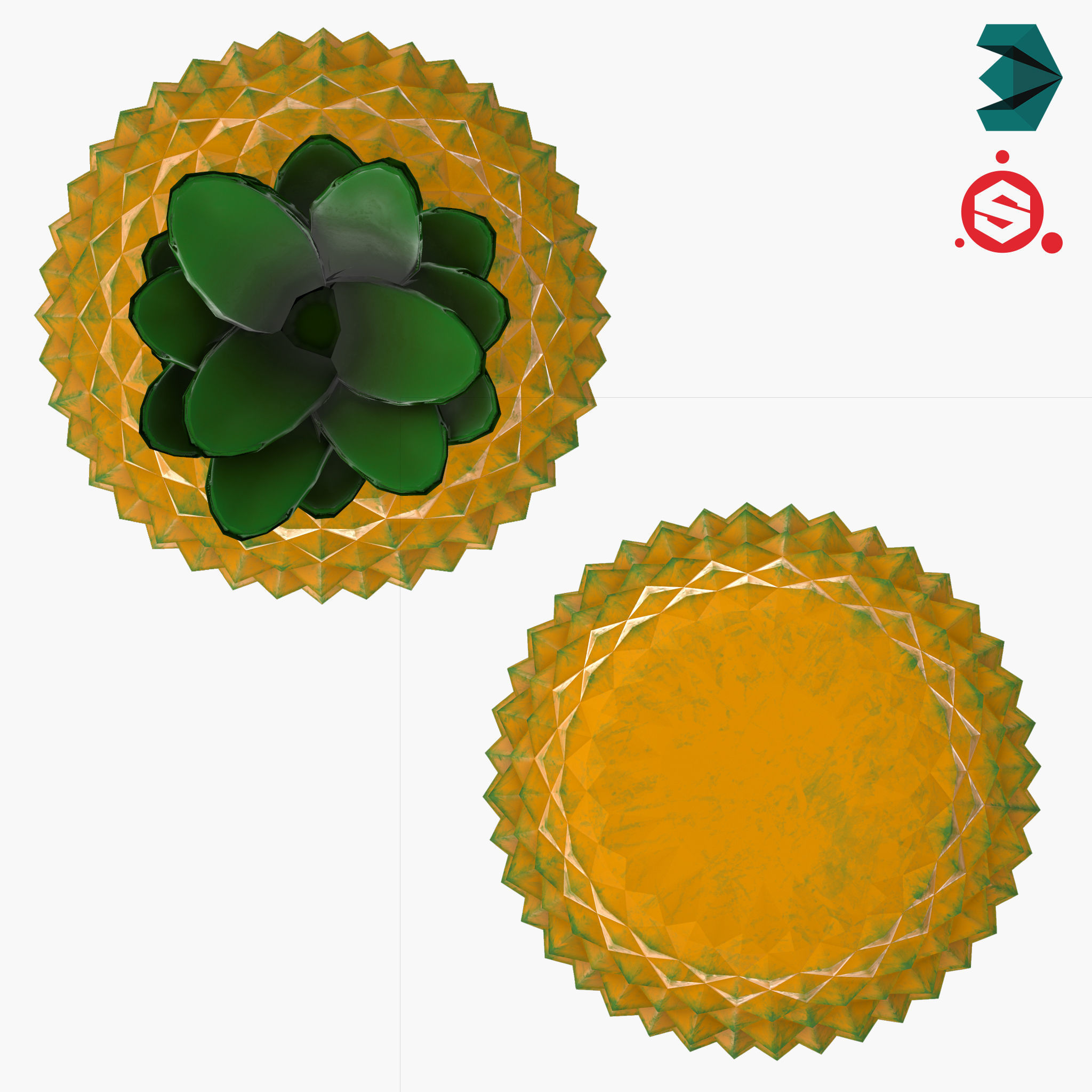 Decorative Pineapple Low-poly 3D model_4