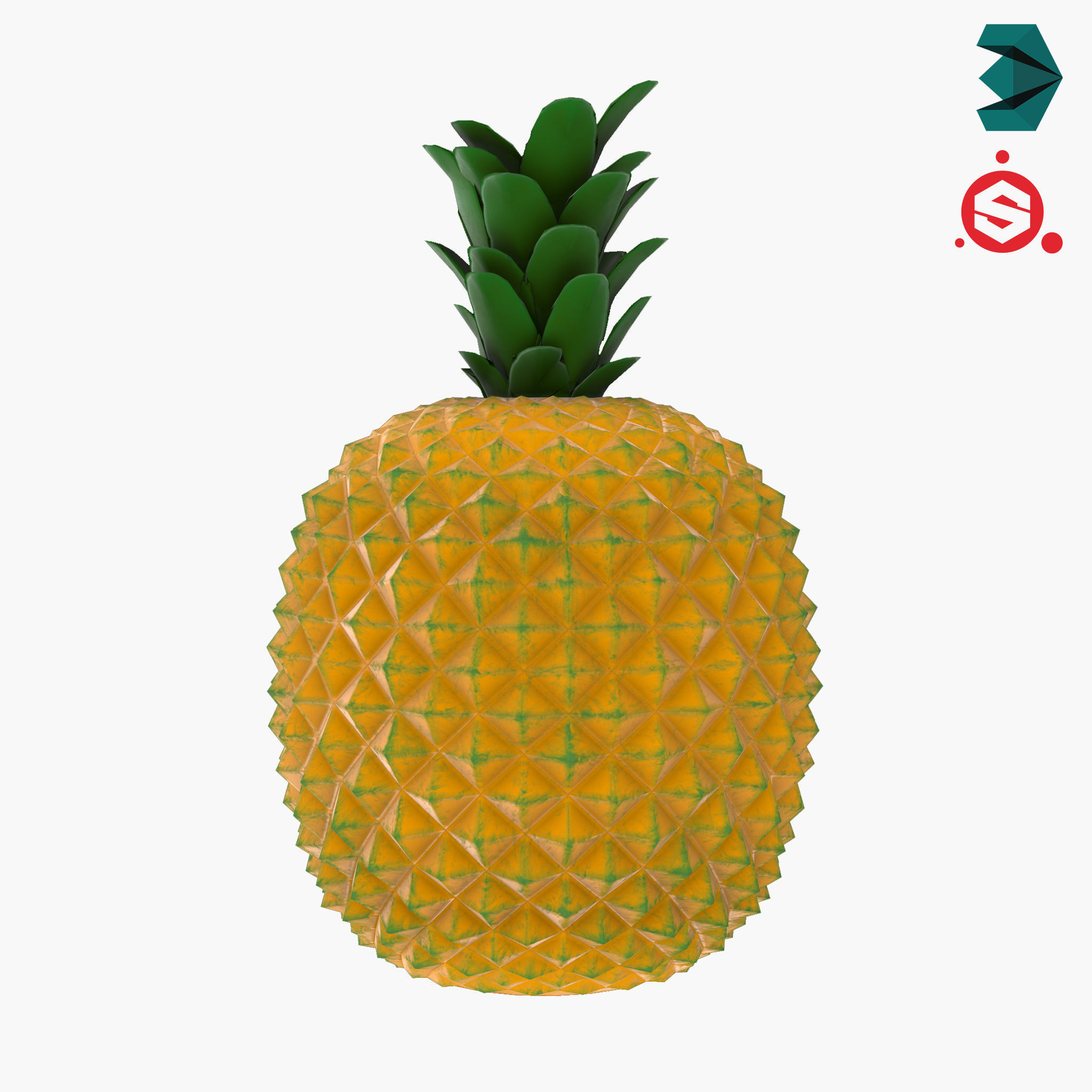 Decorative Pineapple Low-poly 3D model_3