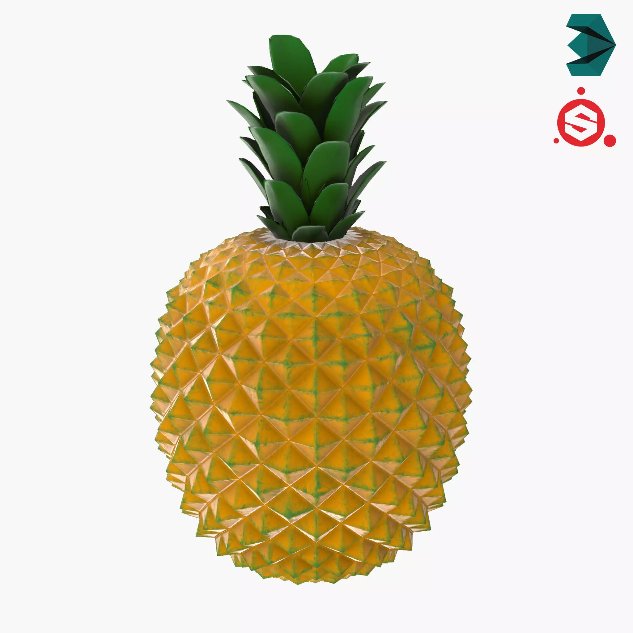 Decorative Pineapple Low-poly 3D model_0