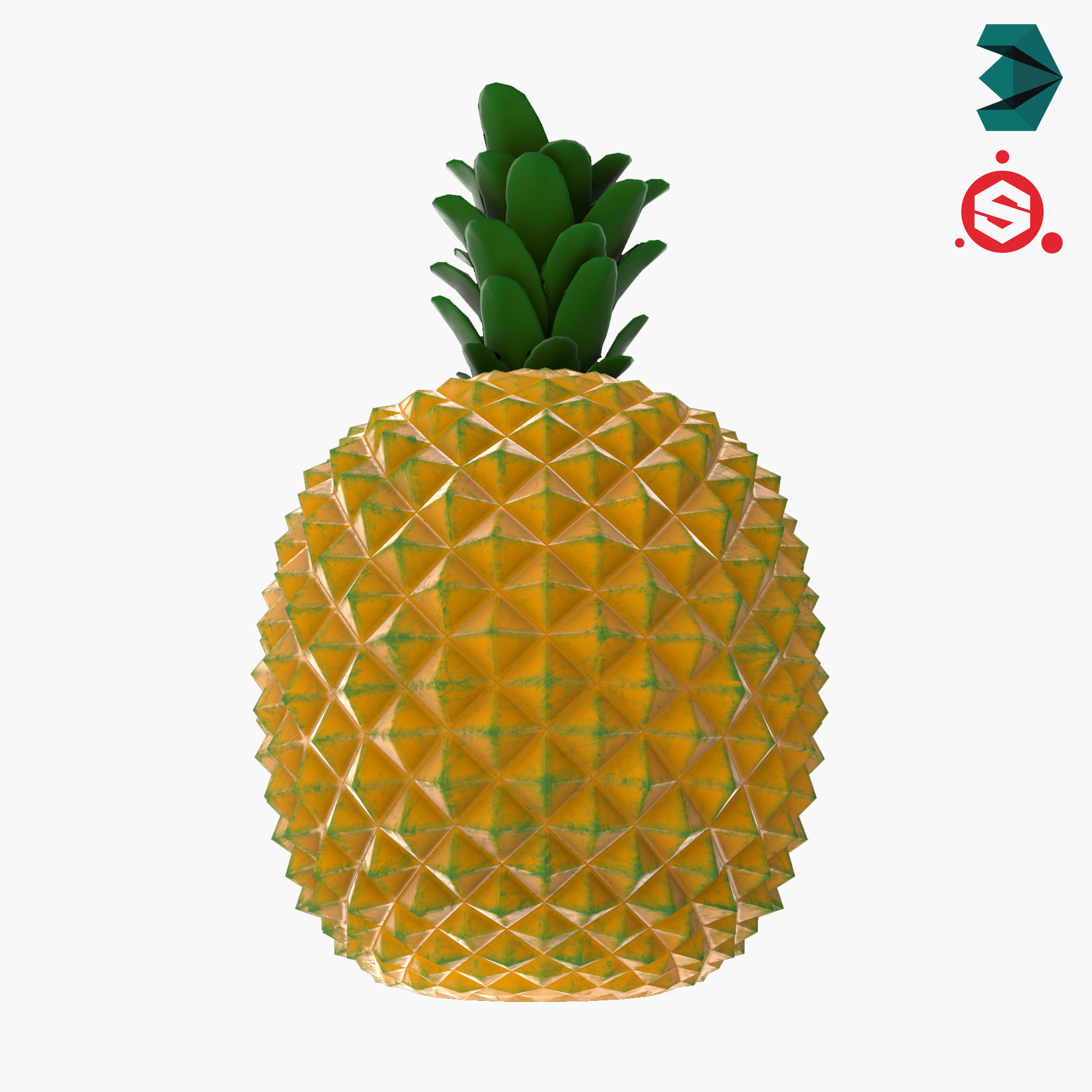 Decorative Pineapple Low-poly 3D model_5