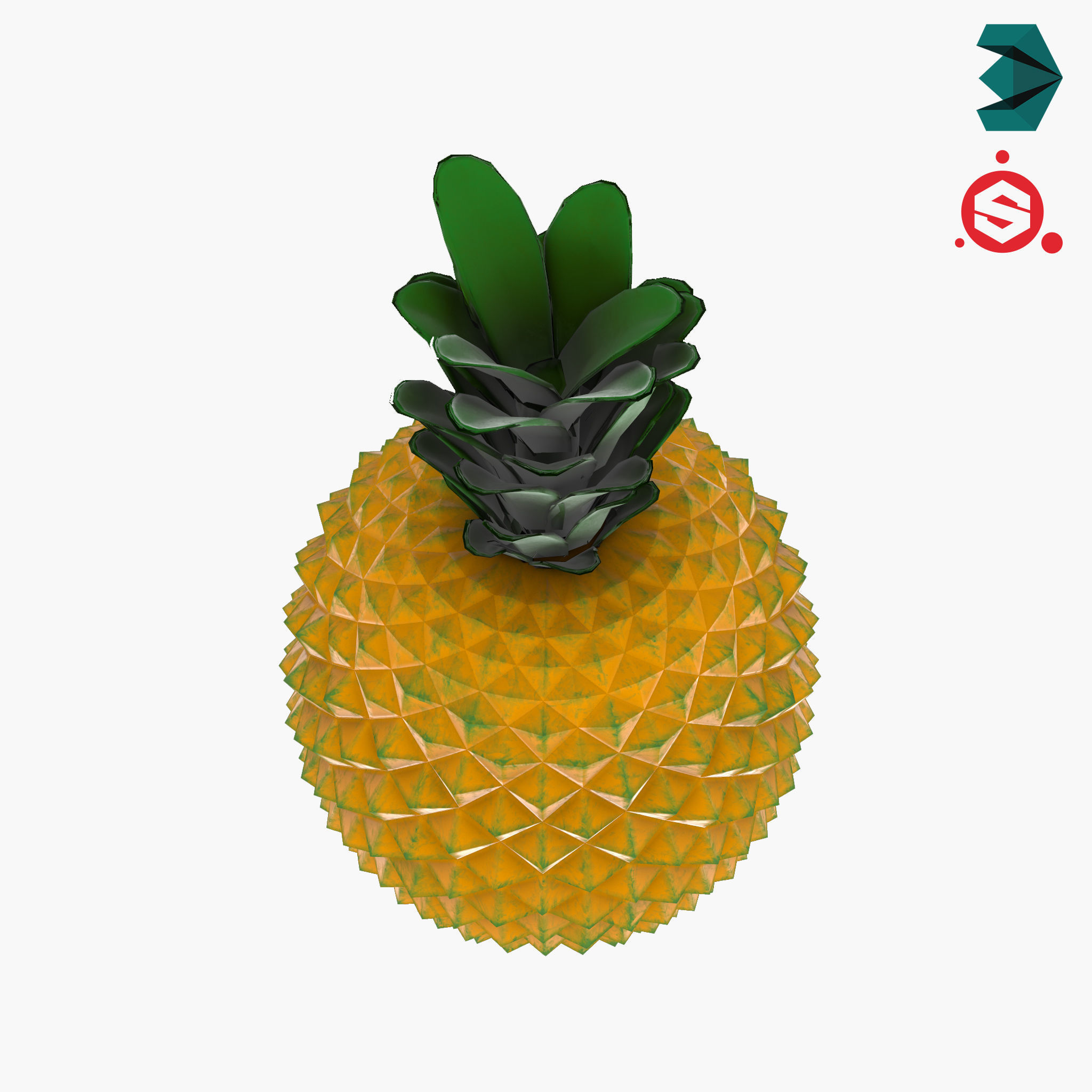 Decorative Pineapple Low-poly 3D model_2