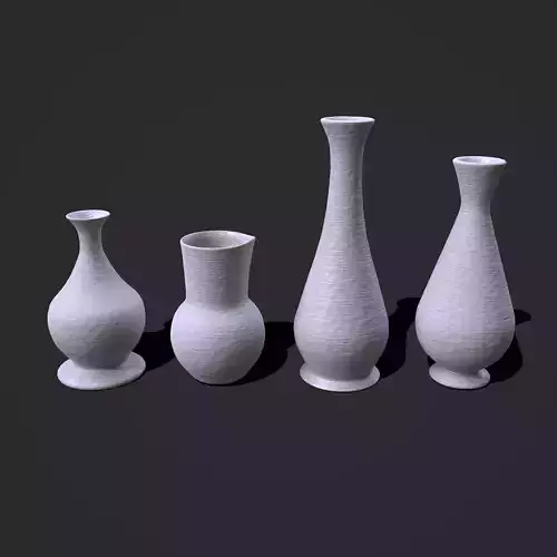Earthenware Clay Pottery Jugs Low-poly 3D model