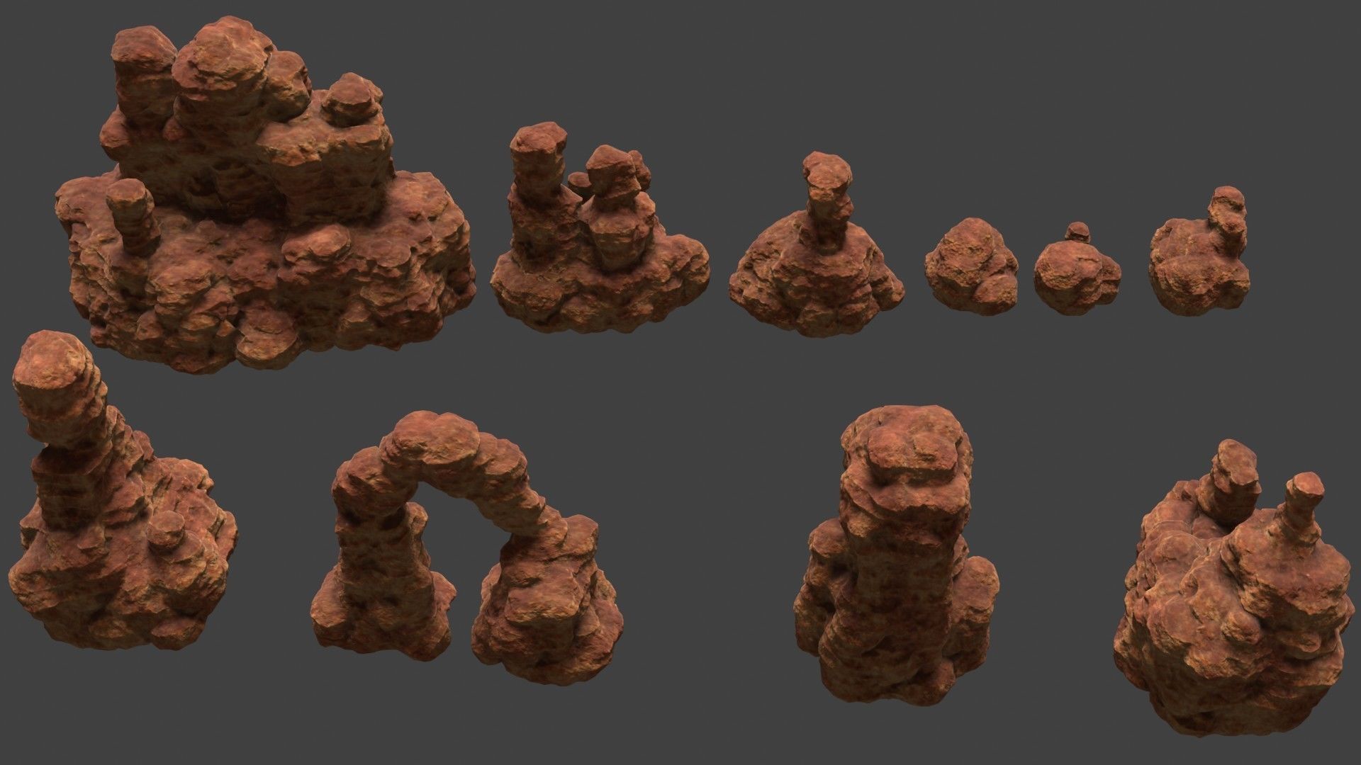 10 Model Desert Cliffs pack Vol1 Low-poly 3D model_3