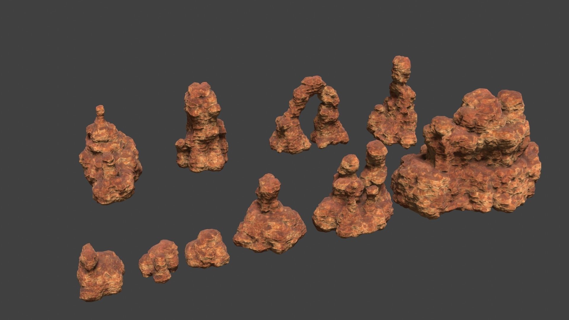 10 Model Desert Cliffs pack Vol1 Low-poly 3D model_6