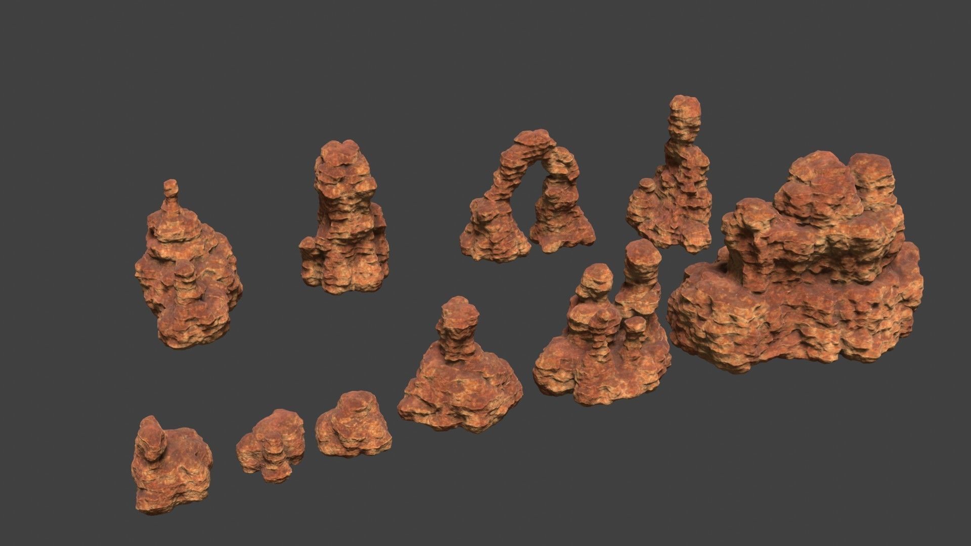 10 Model Desert Cliffs pack Vol1 Low-poly 3D model_5