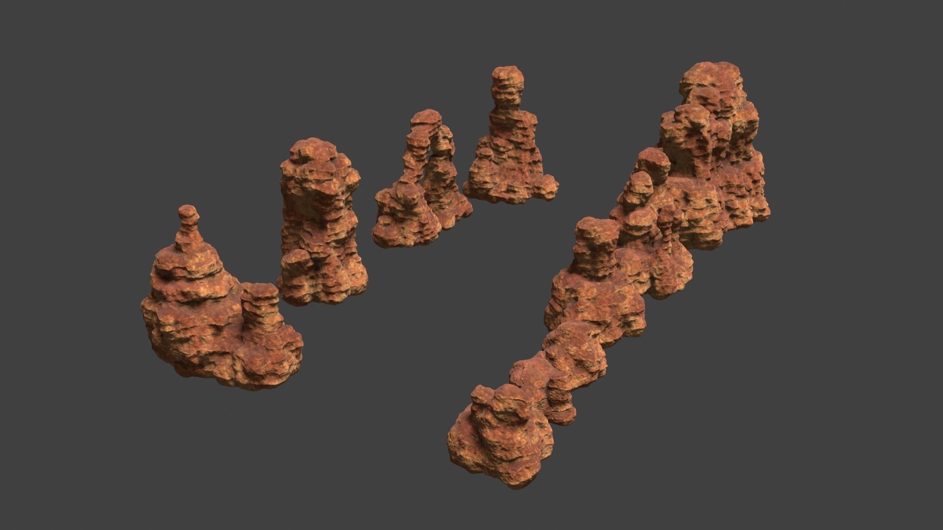 10 Model Desert Cliffs pack Vol1 Low-poly 3D model_2
