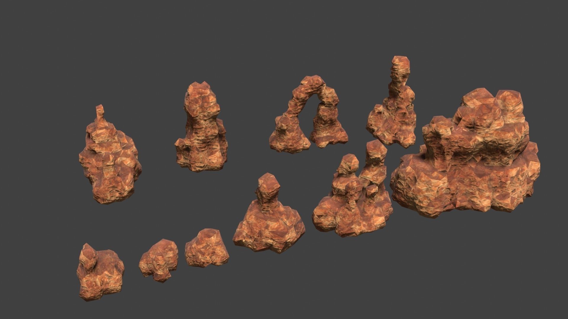 10 Model Desert Cliffs pack Vol1 Low-poly 3D model_7