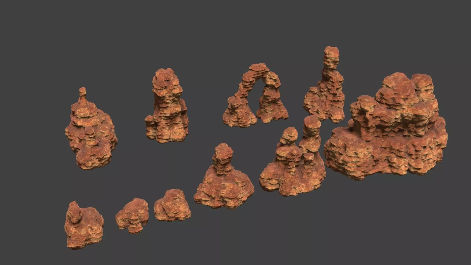 10 Model Desert Cliffs pack Vol1 Low-poly 3D model_0