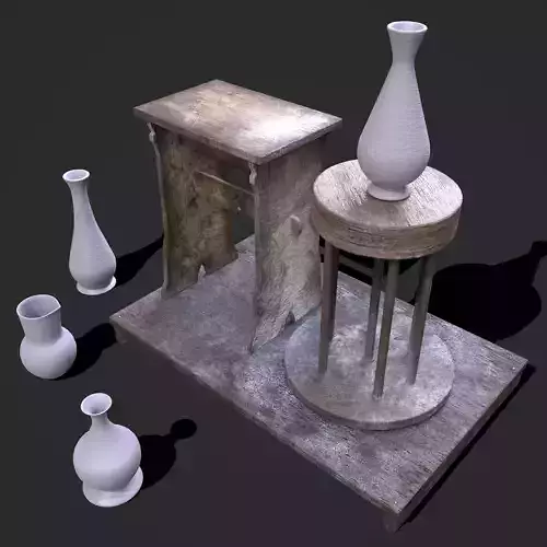 Earthenware Jugs and Pottery Wheel Design One  3D Model Collection