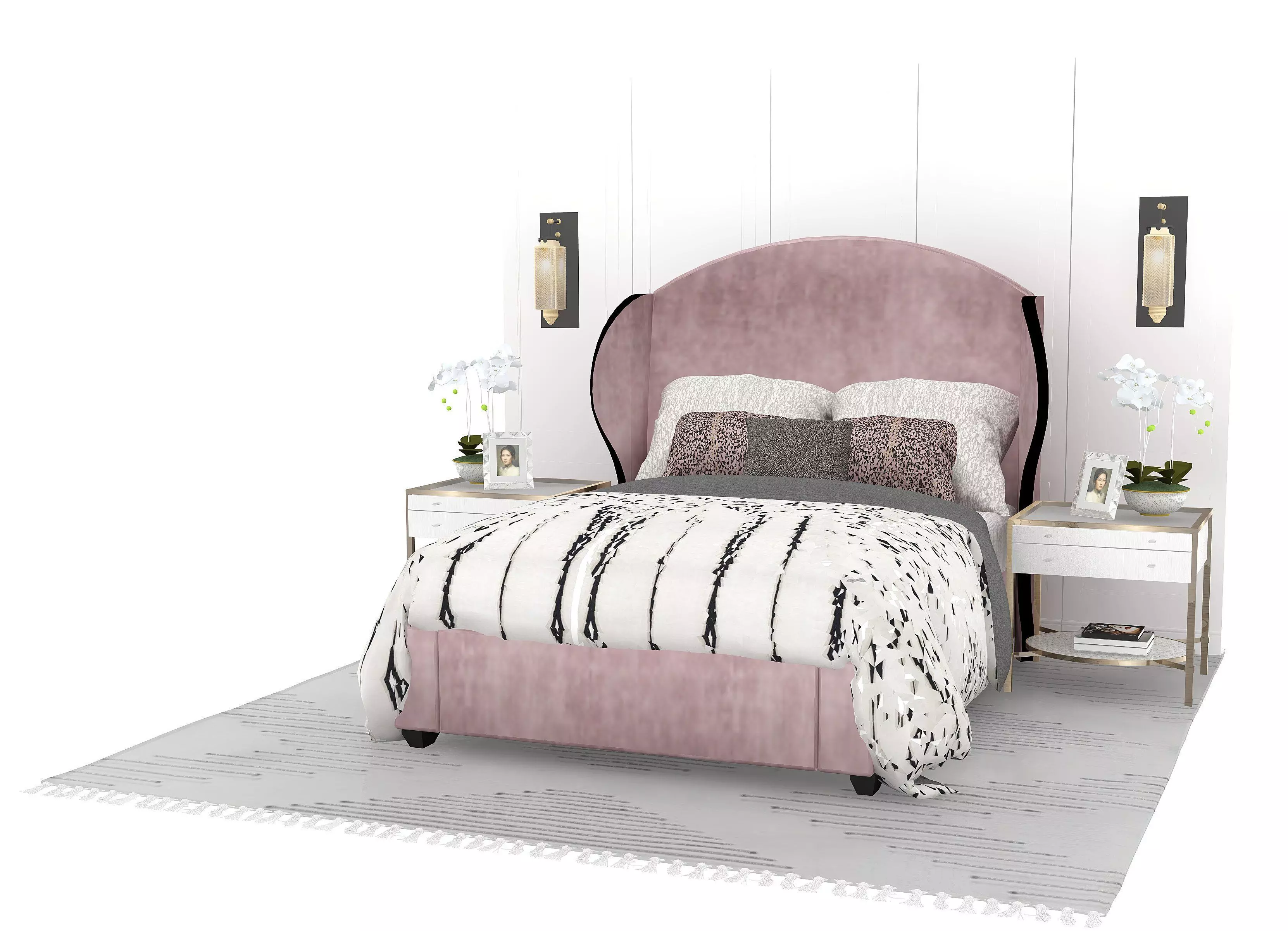 Kay Wingback Bedroom Free 3D model