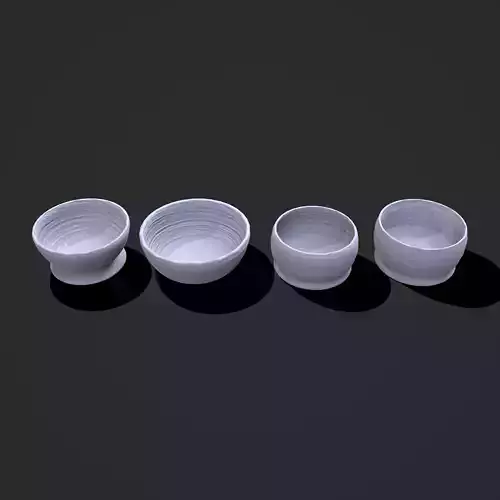 Earthenware Clay Pottery Bowls  Low-poly 3D model