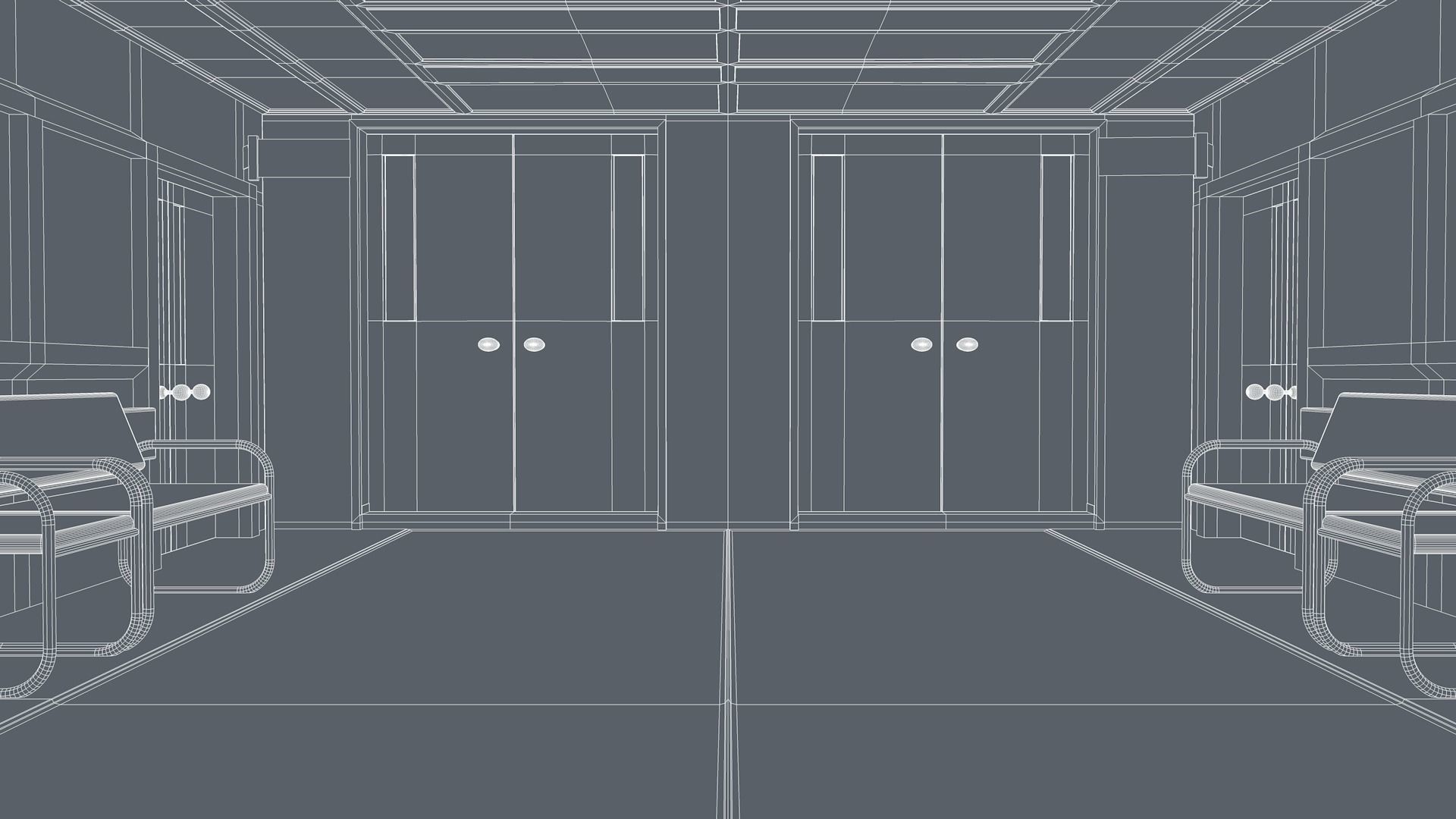 Hospital Hallway Corridor 3D model_12