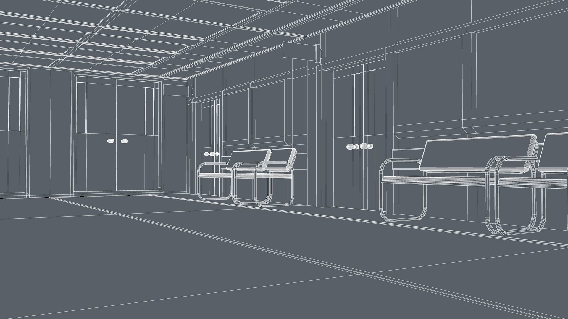 Hospital Hallway Corridor 3D model_13