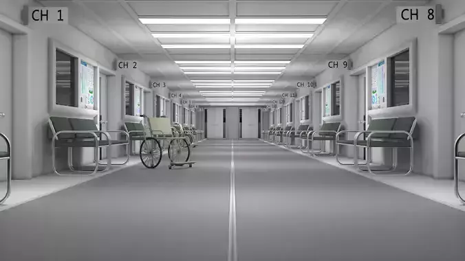Hospital Hallway Corridor 3D model