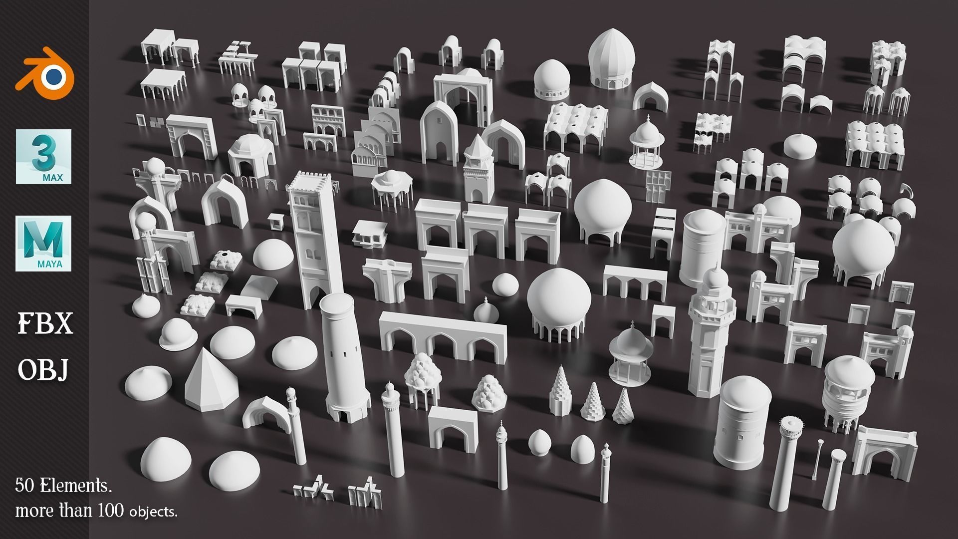 50 Architecture Elements KitBash - vol01 3D model_1