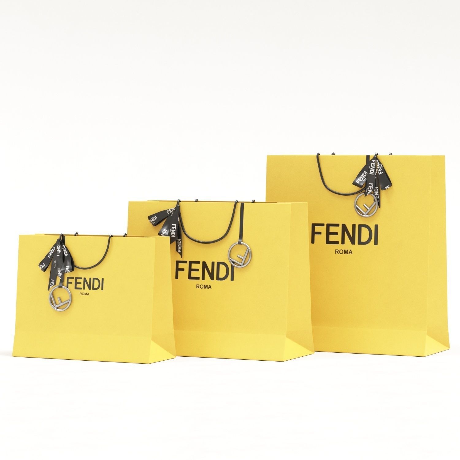 Fendi Luxury Packaging Boxes and Paper Bags Low-poly 3D model_3
