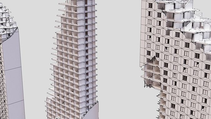 Destroyed Ruin Abandoned Buildings  Low-poly 3D model 7