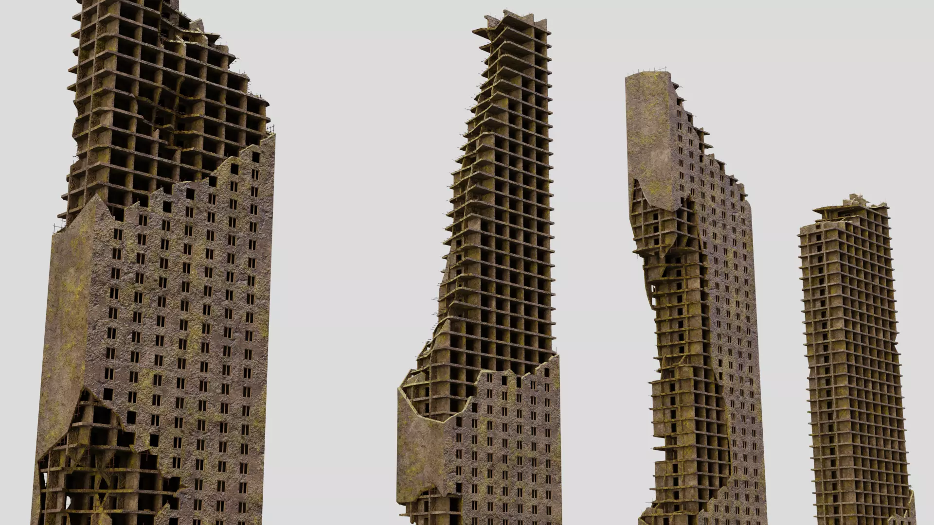 Destroyed Ruin Abandoned Buildings Low-poly 3D model