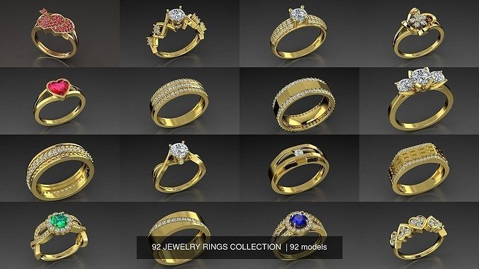 92 JEWELRY RINGS COLLECTION  