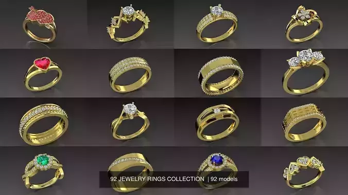 92 JEWELRY RINGS COLLECTION  
