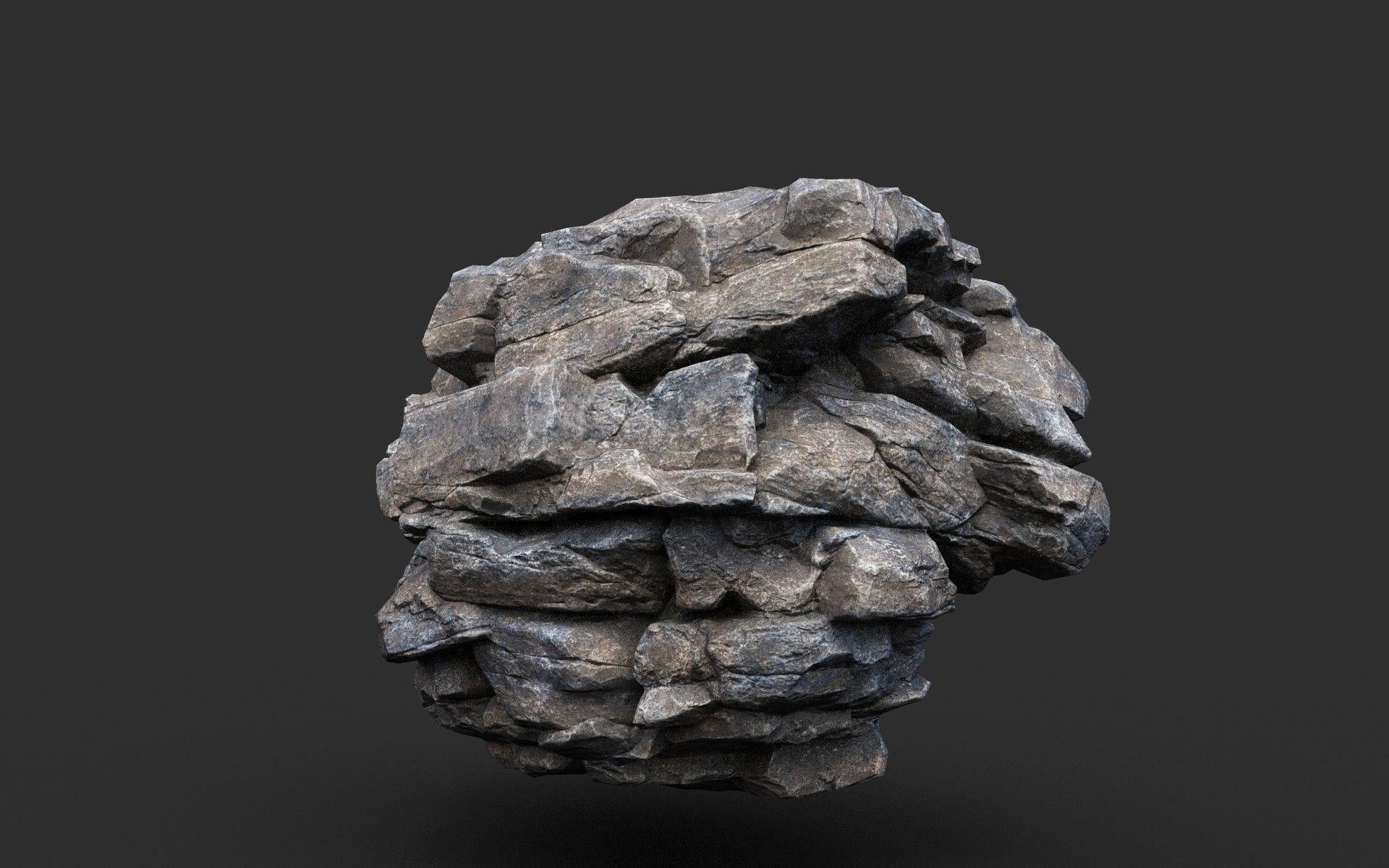 Low poly Gray Cliff Modular Rock 210417 Low-poly 3D model_37