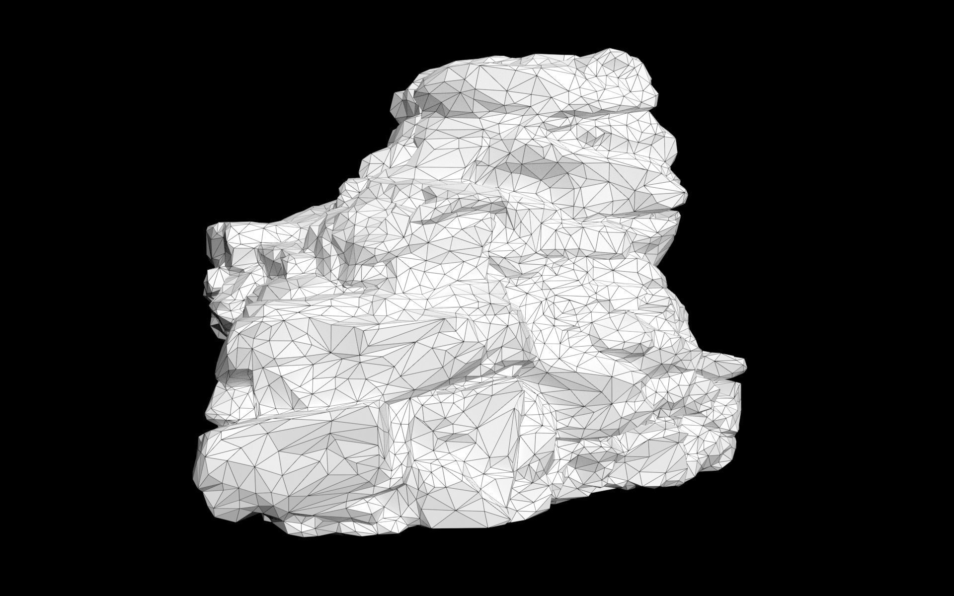 Low poly Gray Cliff Modular Rock 210417 Low-poly 3D model_15