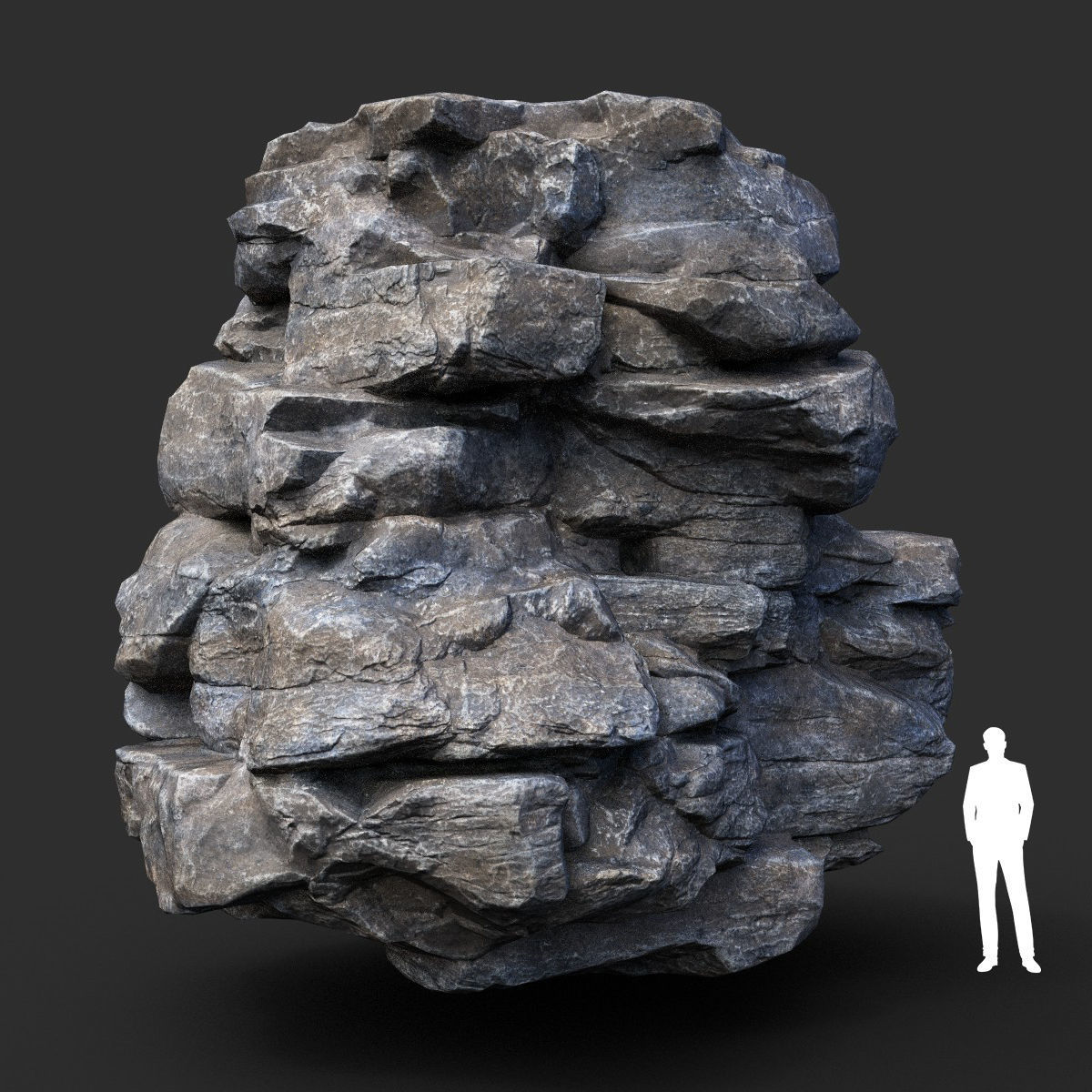 Low poly Gray Cliff Modular Rock 210417 Low-poly 3D model_26
