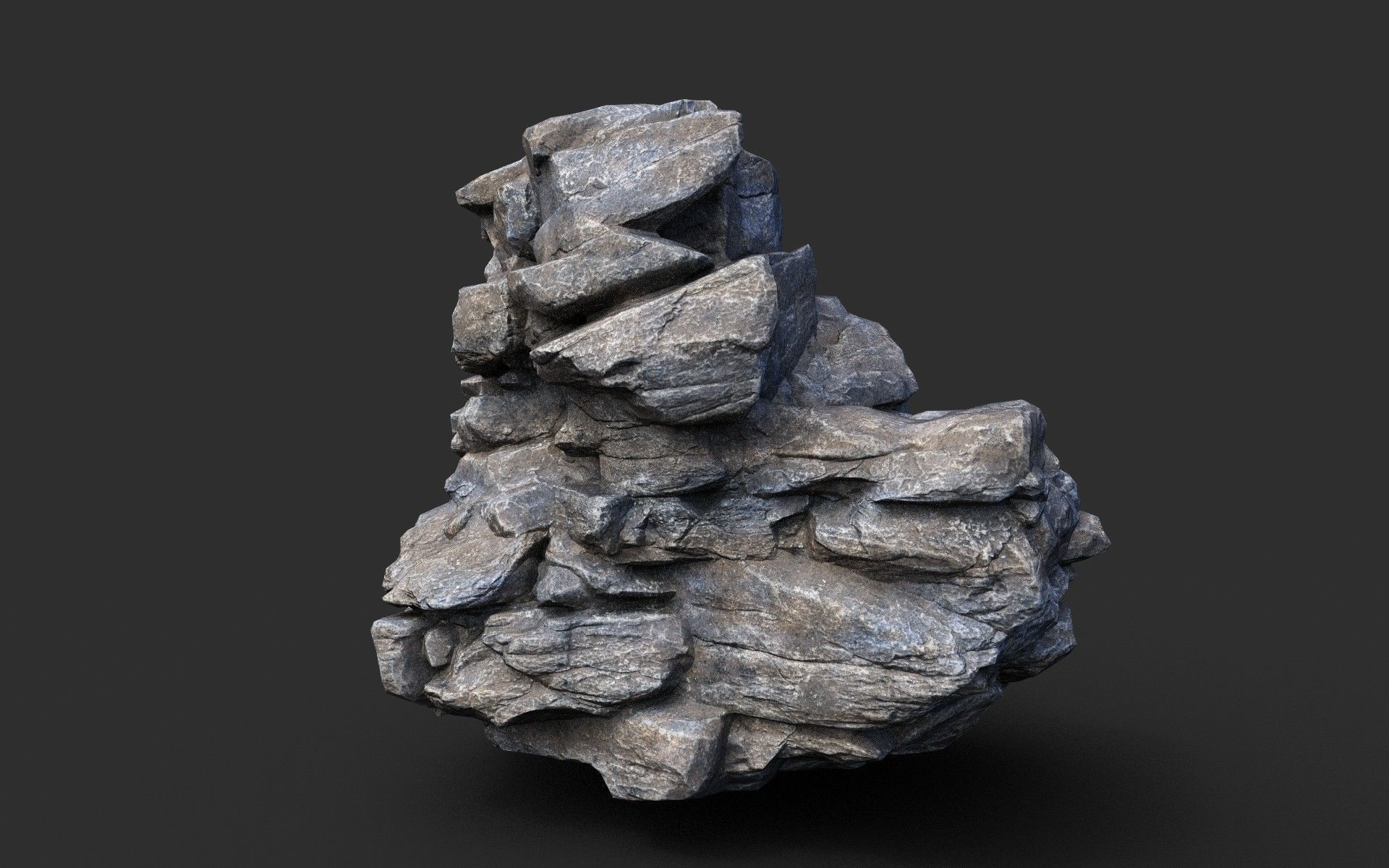 Low poly Gray Cliff Modular Rock 210417 Low-poly 3D model_27