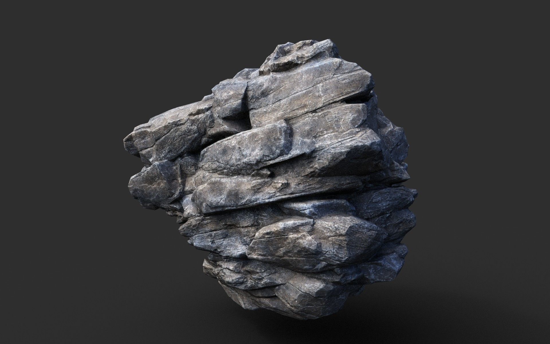 Low poly Gray Cliff Modular Rock 210417 Low-poly 3D model_39
