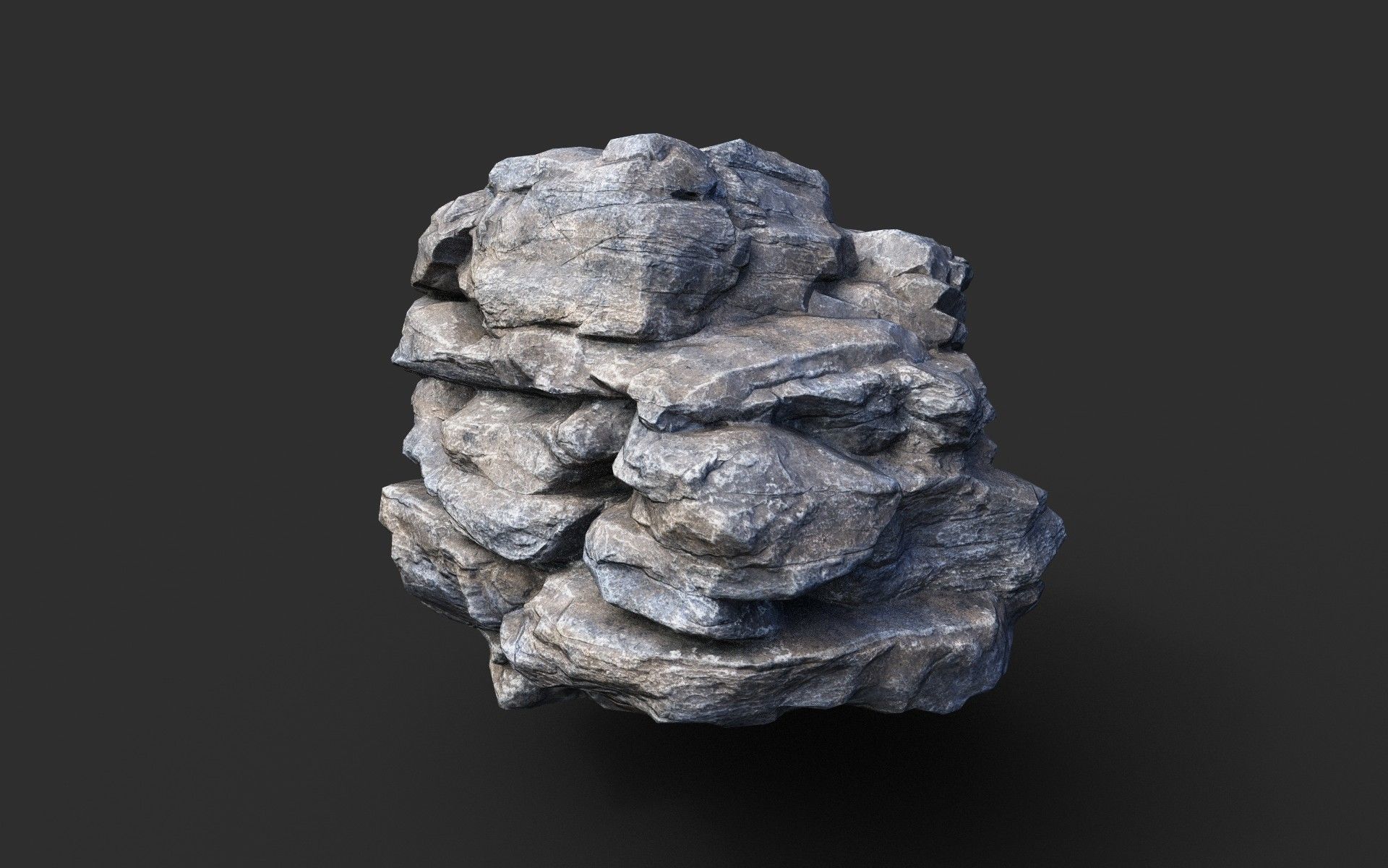 Low poly Gray Cliff Modular Rock 210417 Low-poly 3D model_32