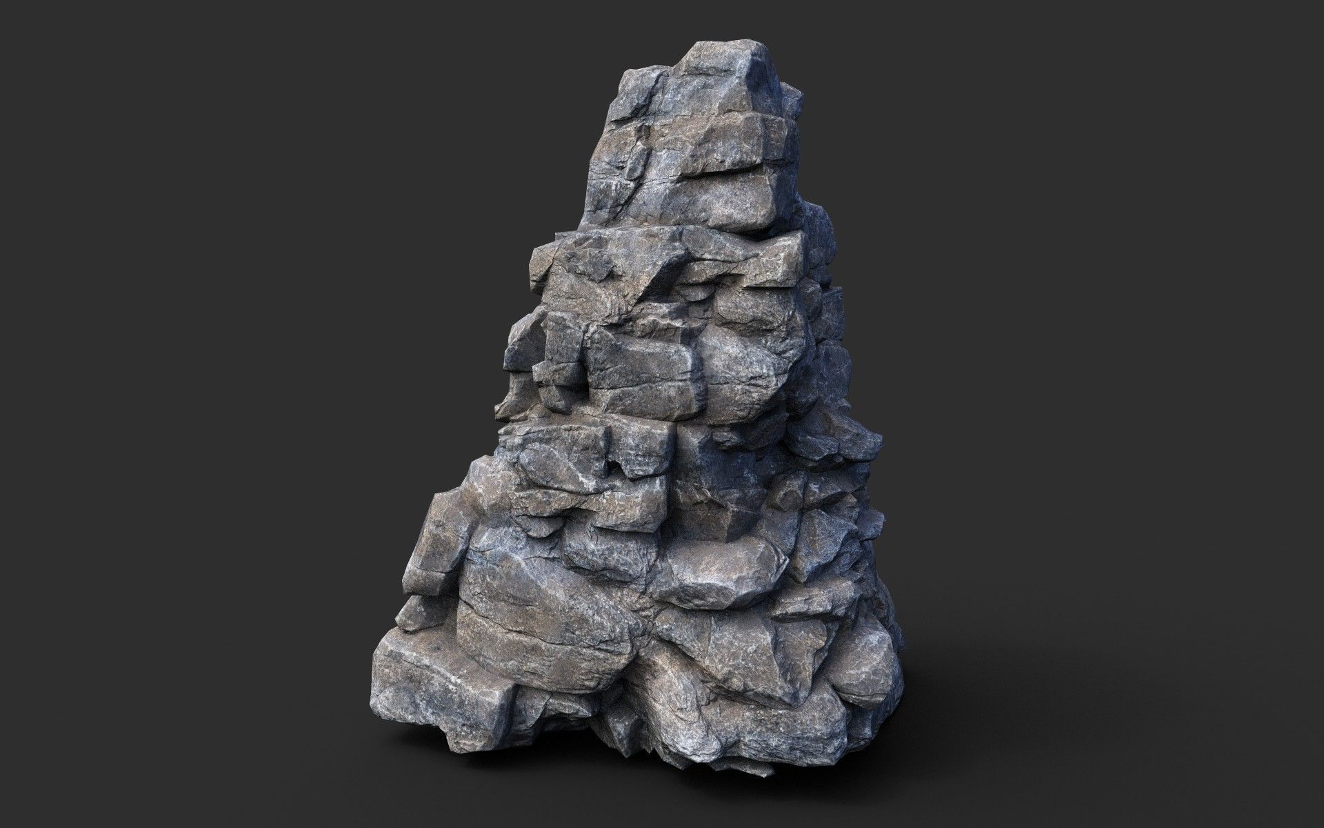 Low poly Gray Cliff Modular Rock 210417 Low-poly 3D model_3
