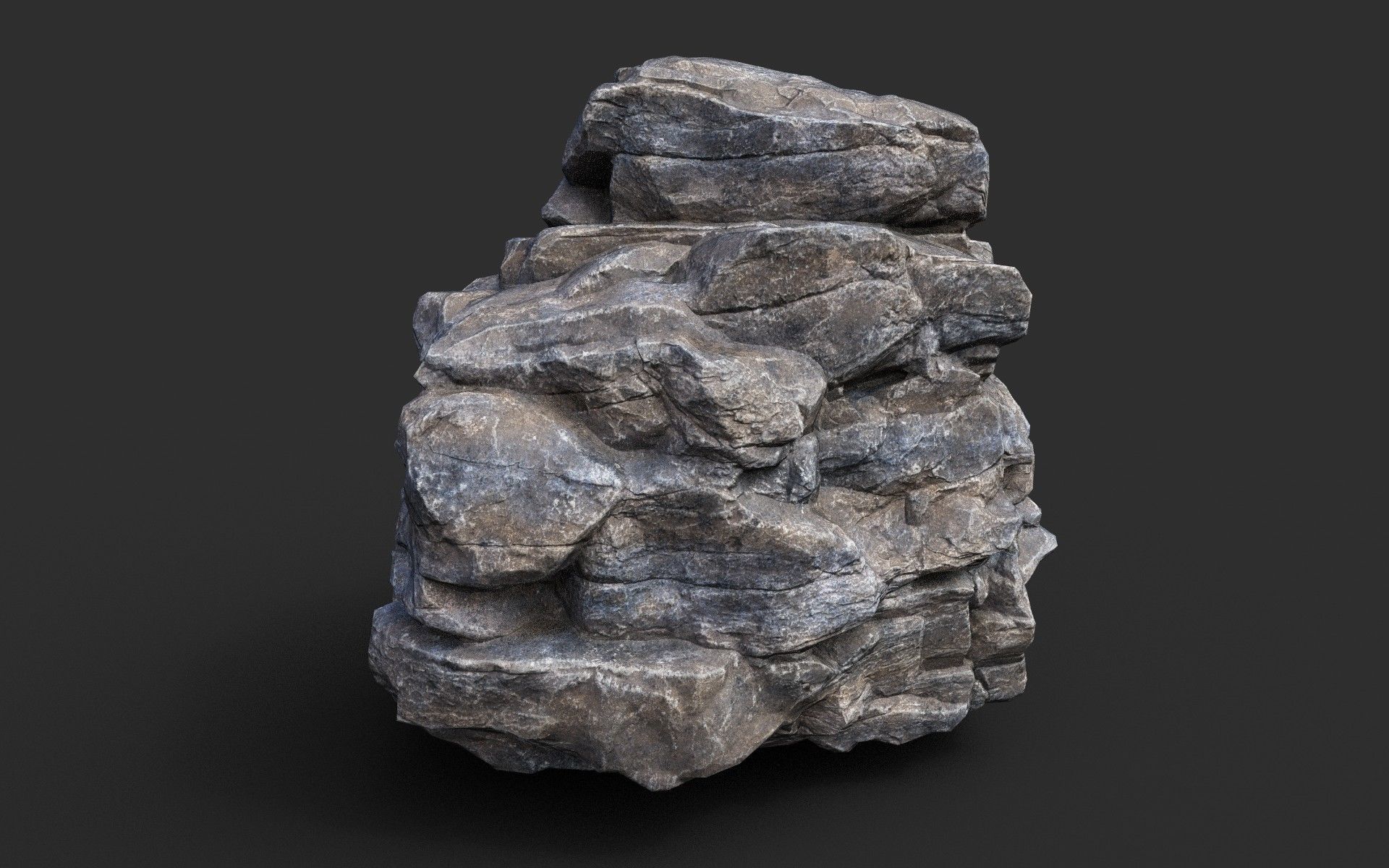 Low poly Gray Cliff Modular Rock 210417 Low-poly 3D model_47