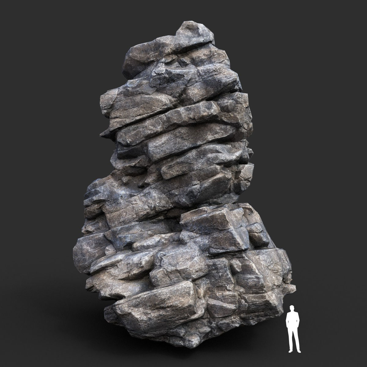 Low poly Gray Cliff Modular Rock 210417 Low-poly 3D model_41