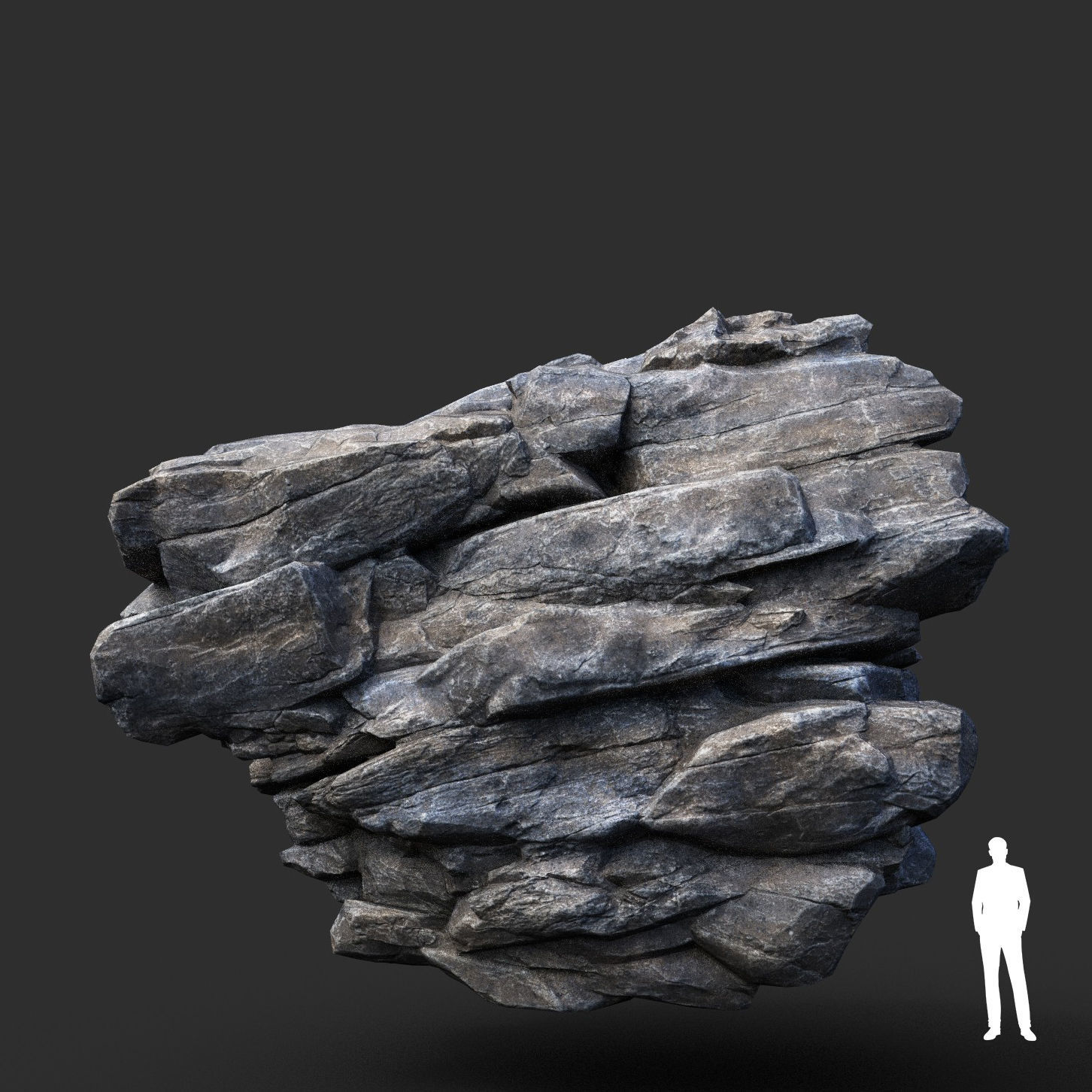 Low poly Gray Cliff Modular Rock 210417 Low-poly 3D model_36